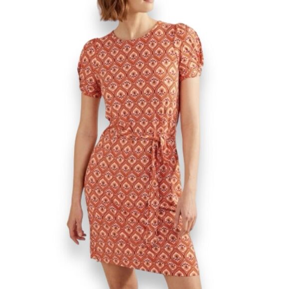 Boden Dresses & Skirts - Boden Dress Women’s 6 Geometric Print Jersey Short Sleeve Orange
